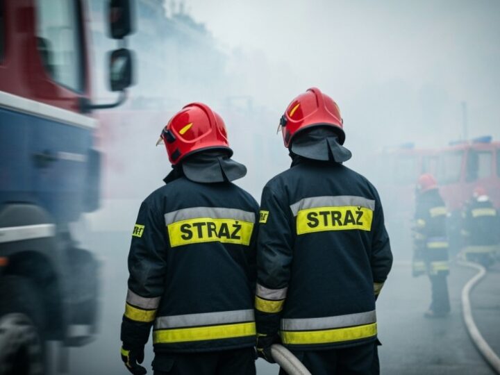 Pożar samochodu w Nekli: strażacy gaszą płomienie na ul. Rynek