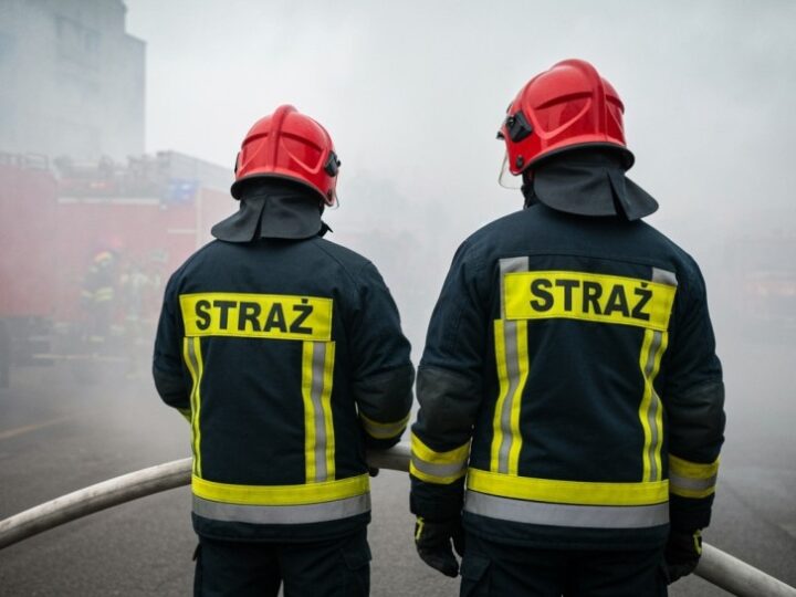Pożar hali w Nekli: strażacy walczą z ogniem na dachu i w ścianach
